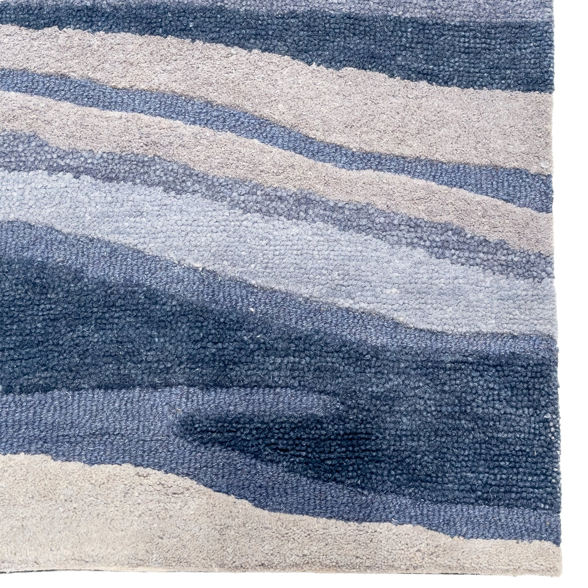 Capel Ripple Area Rug - Teal Blue - Corner View