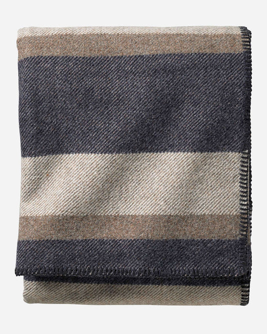 Eco-Wise Wool Plaid/Stripe Blanket | Midnight Navy