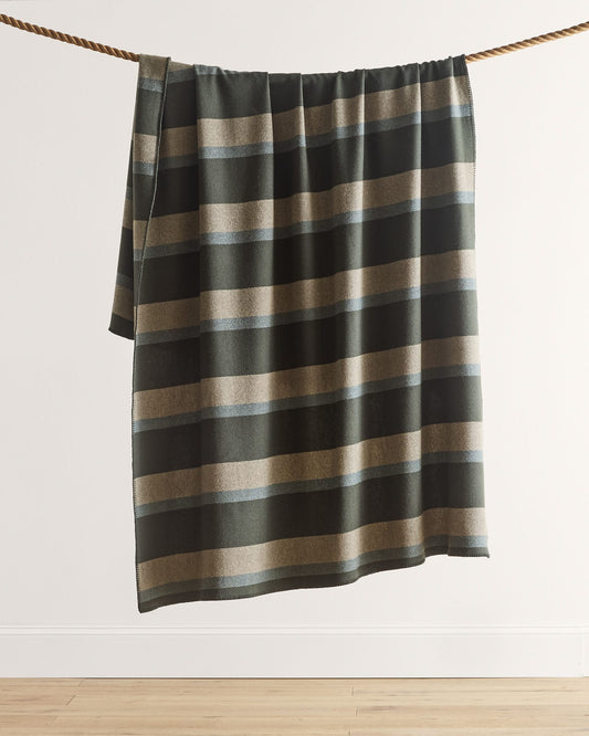Eco-Wise Wool Plaid/Stripe Blanket | Olive Stripe