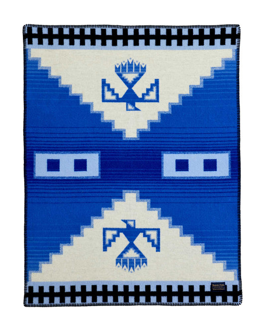 Morning Storm Blue/White Crib Blanket