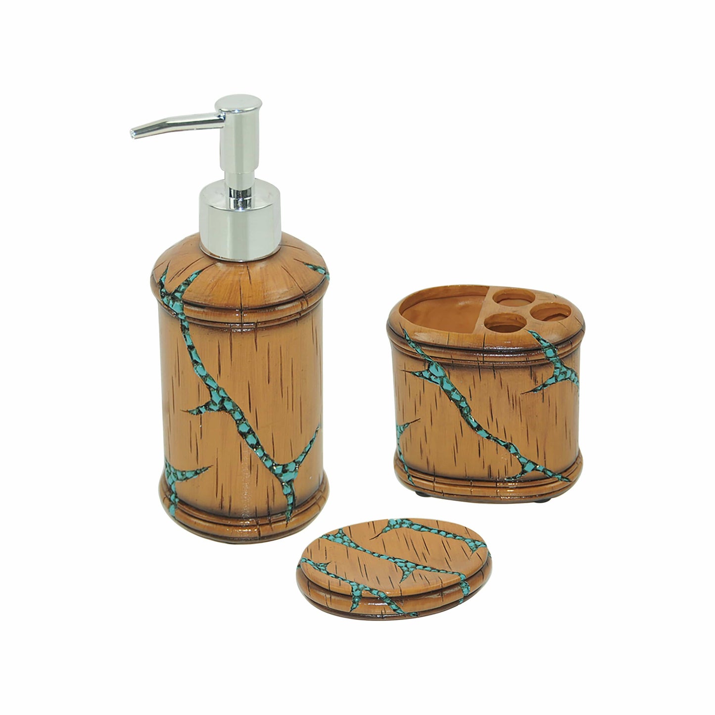 Turquoise Inlay Countertop Bathroom Set, 3 Pc