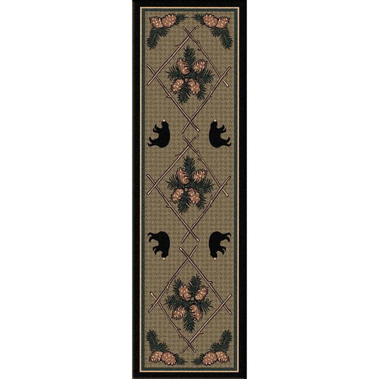 Bears & Pinecones-CabinRugs Southwestern Rugs Wildlife Rugs Lodge Rugs Aztec RugsSouthwest Rugs