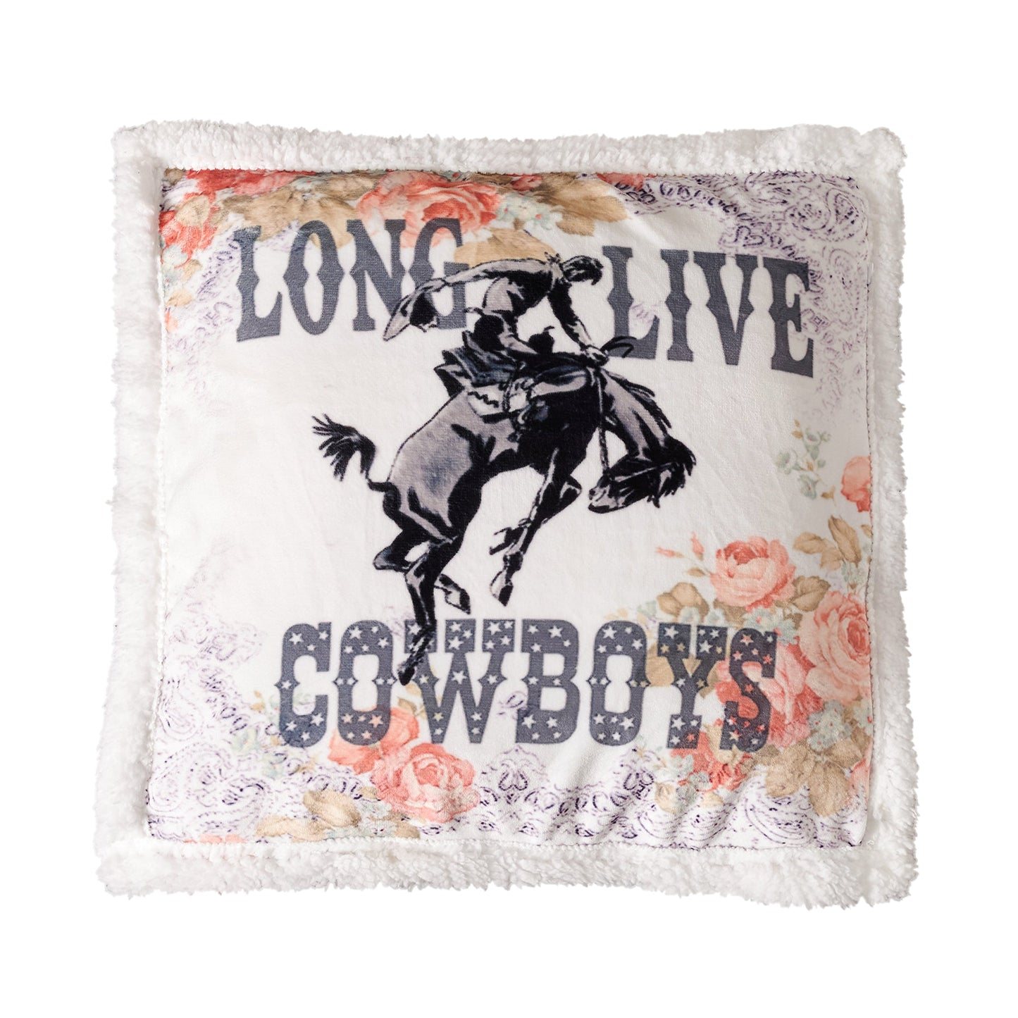 Long Live Cowboys Campfire Sherpa Pillow