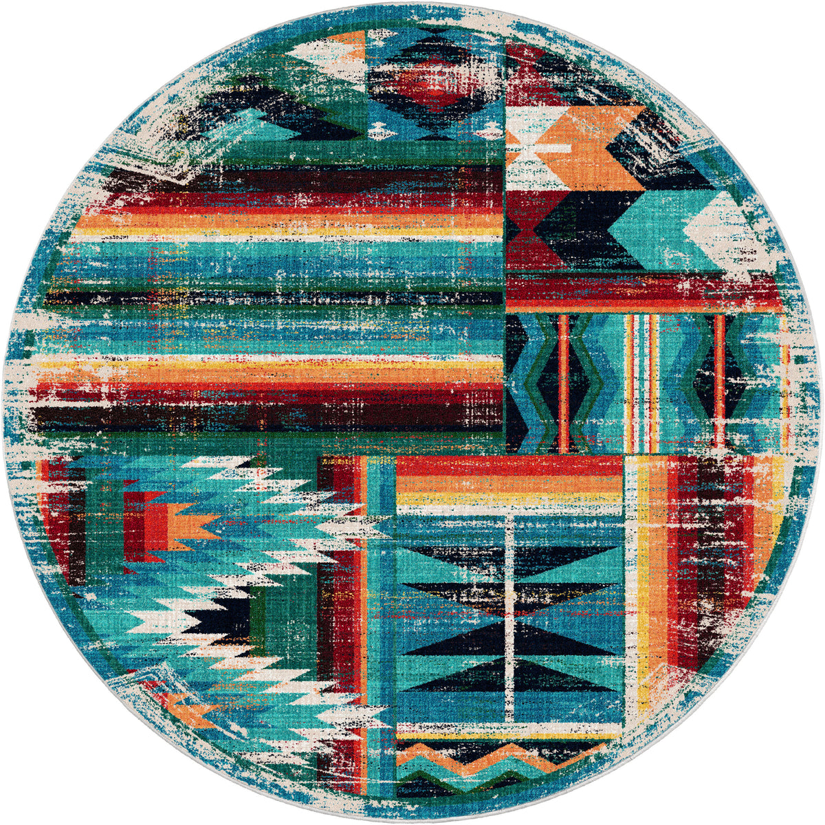 Caverns Rug – Turquoise Patchwork – lifestyle