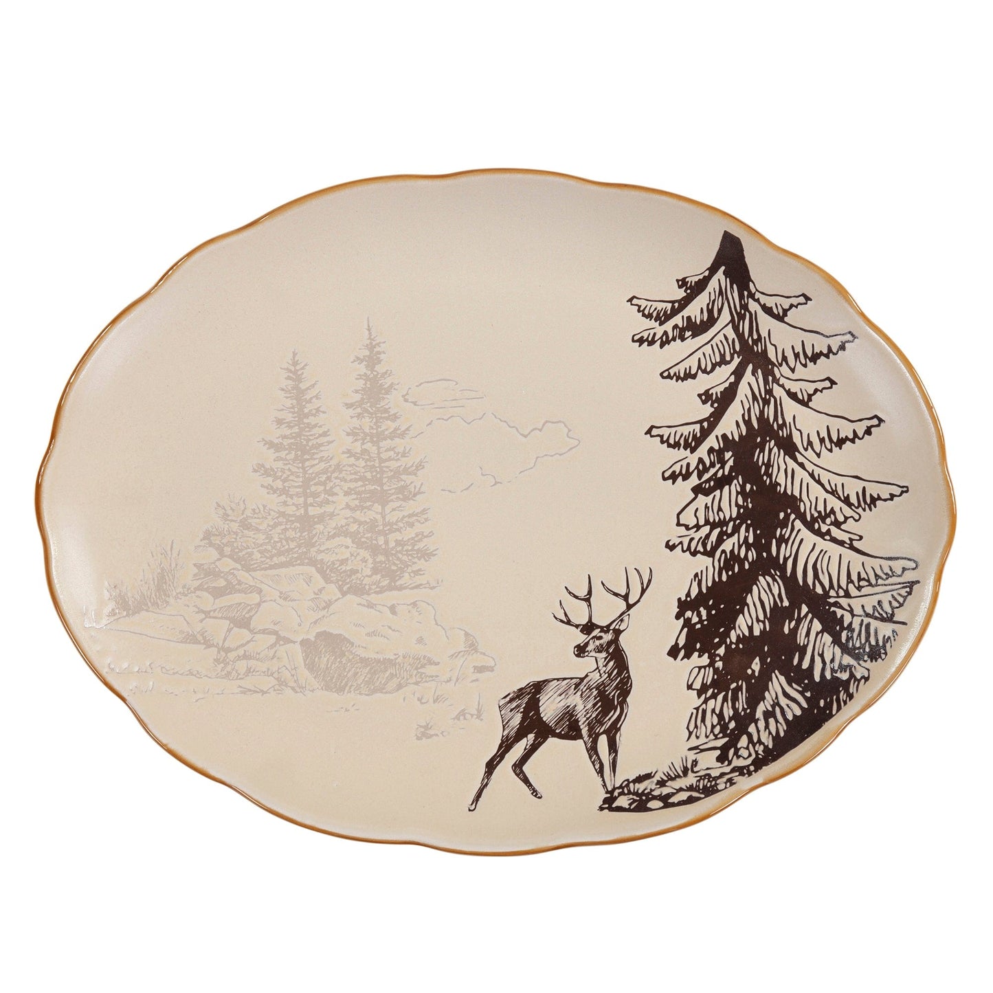 White Pine Ceramic Serving Platter, 4 Pc