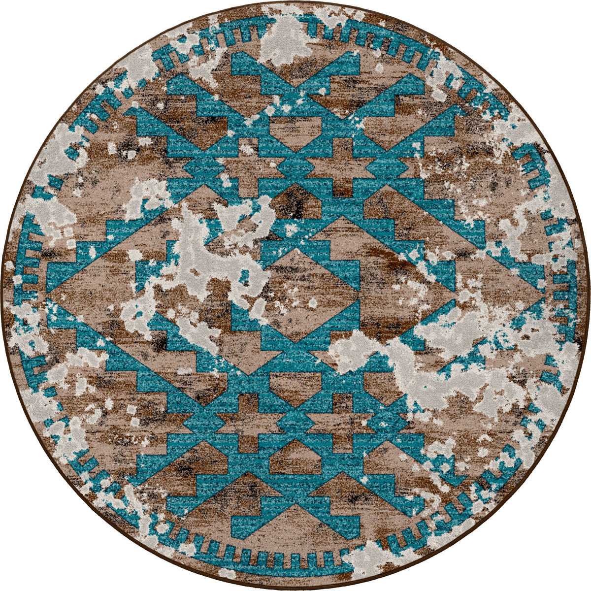 Distressed Fresco Rug – Turquoise – close up