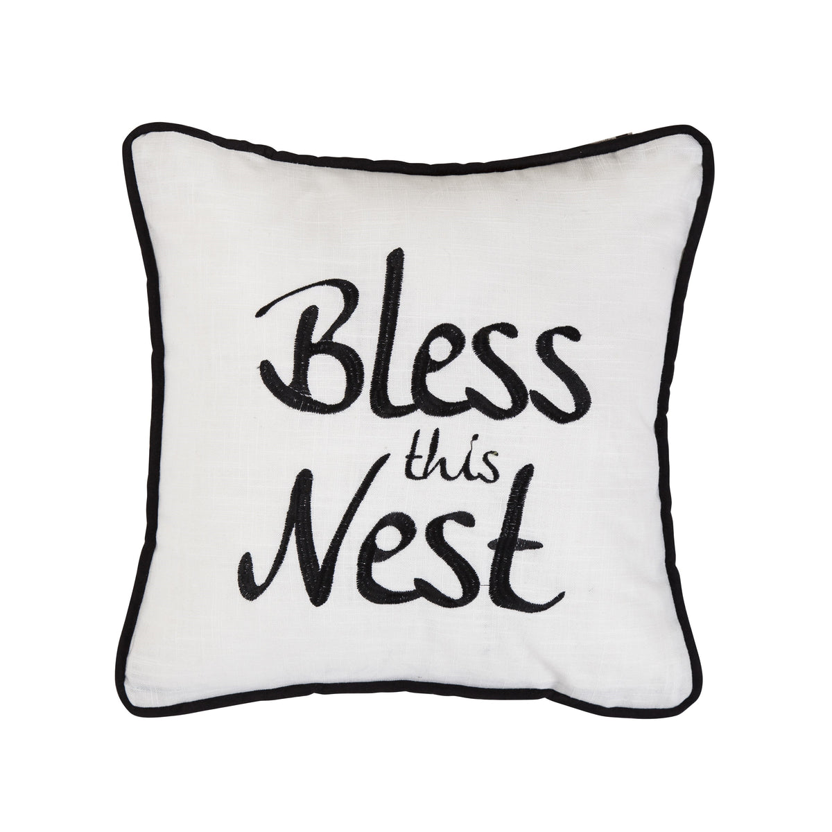 Bless This Nest" Embroidery Throw Pillow
