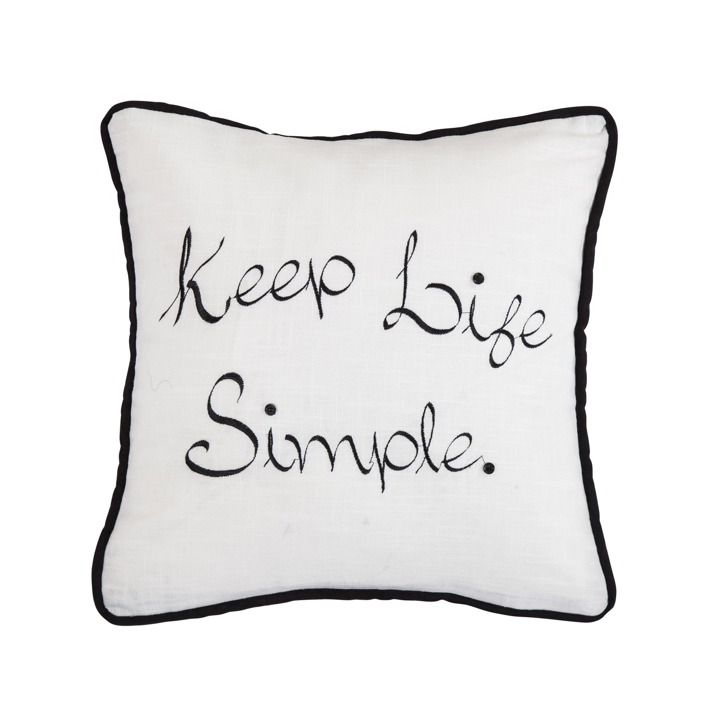 Keep Life Simple" Embroidery Throw Pillow