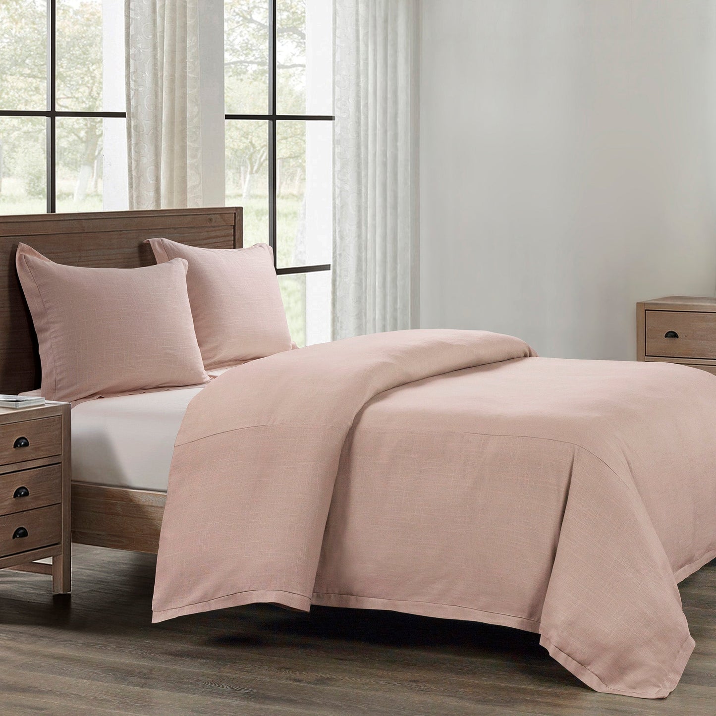 Hera Washed Linen Flange Comforter Set, 3 Pc