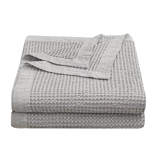 Stonewashed Cotton Waffle Weave Coverlet