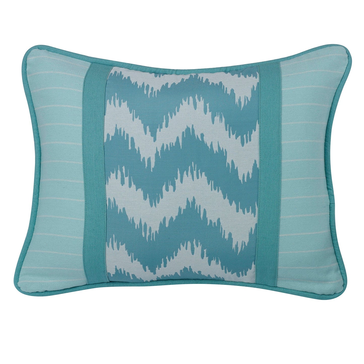 Chevron Print Accented Blue Striped Pillow