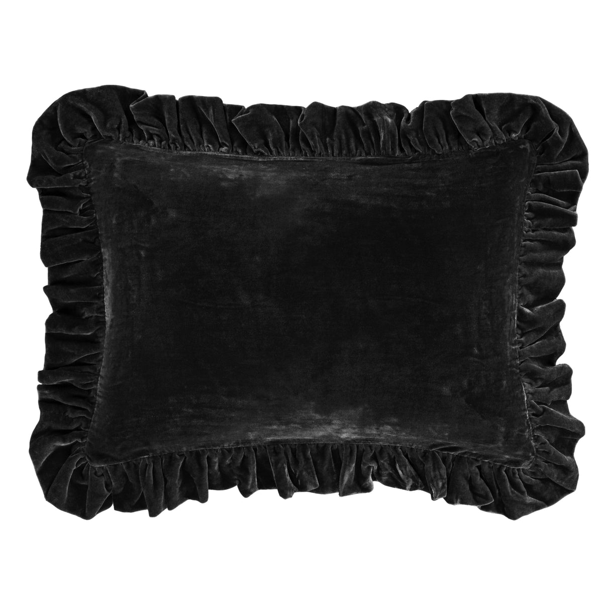 Stella Faux Silk Velvet Ruffled Dutch Euro Pillow