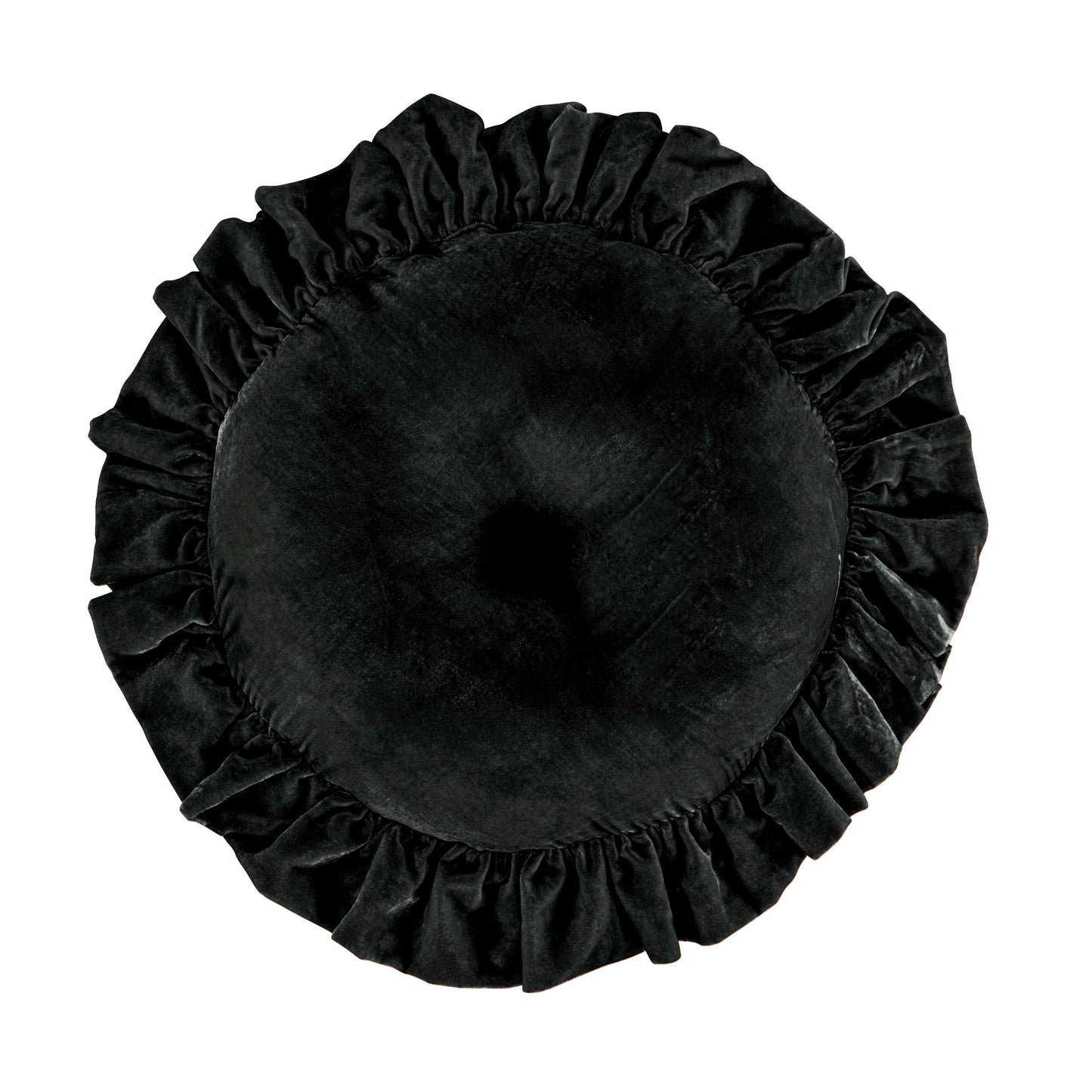 Stella Faux Silk Velvet Ruffled Round Pillow