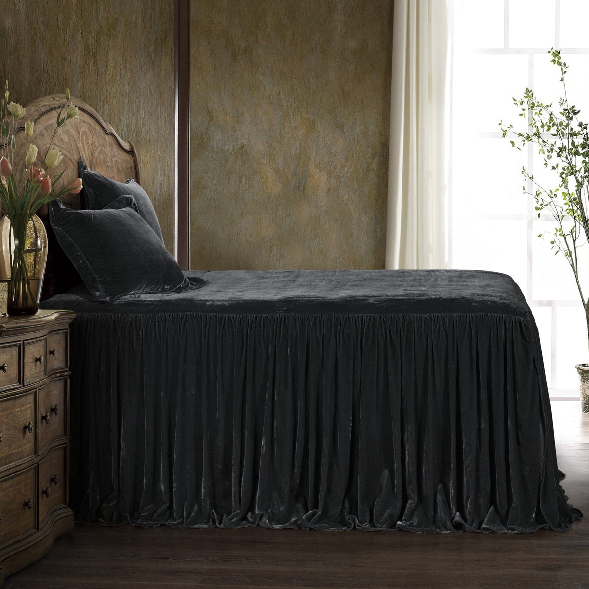 Stella Faux Silk Velvet Bedspread Set, 2 Pc