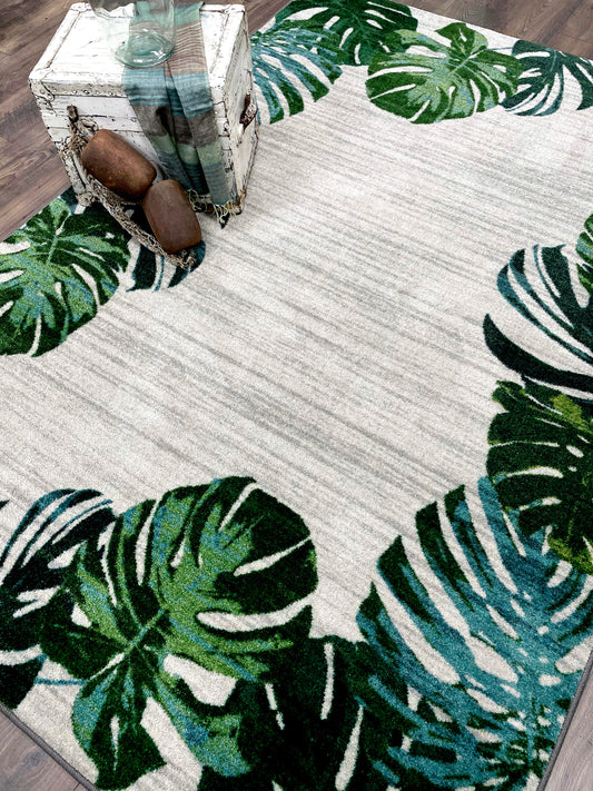Falling Leaves Rug – Sage – detail view