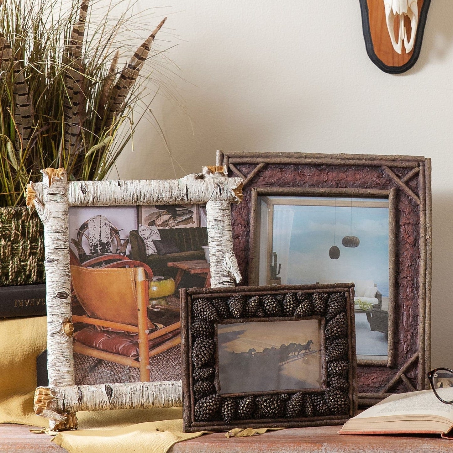 Carved Pine Cone Picture Frame