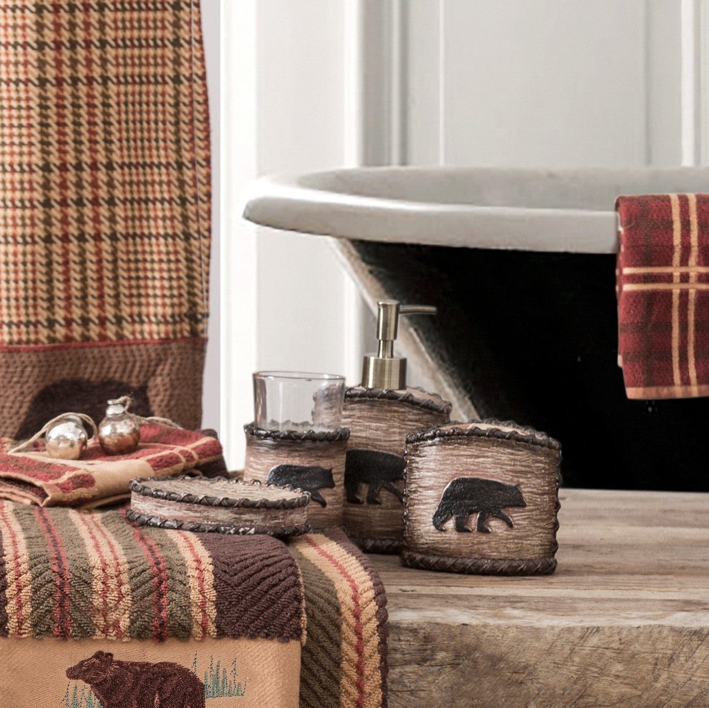 Lodge Bear Countertop Bathroom Set, 4 Pc