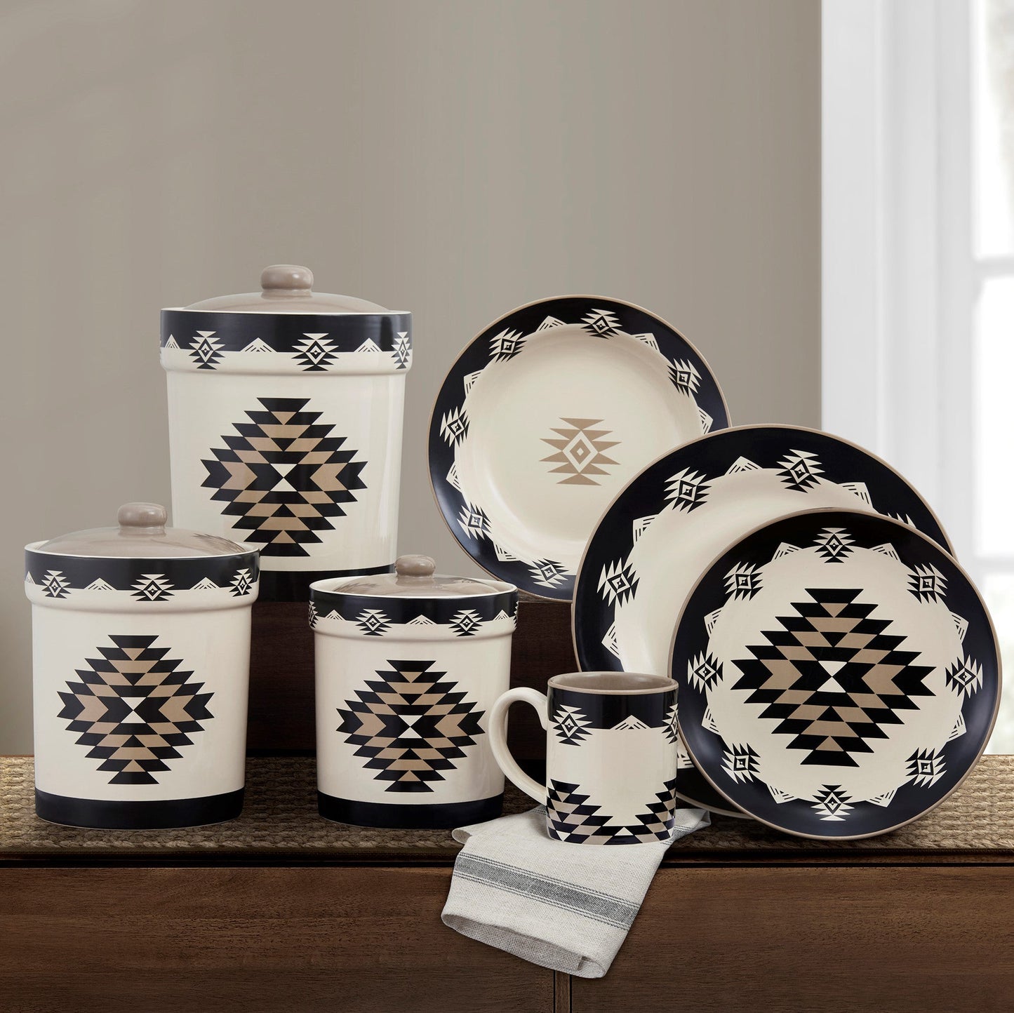 Chalet Aztec Dinnerware & Canister Set, 19 Pc