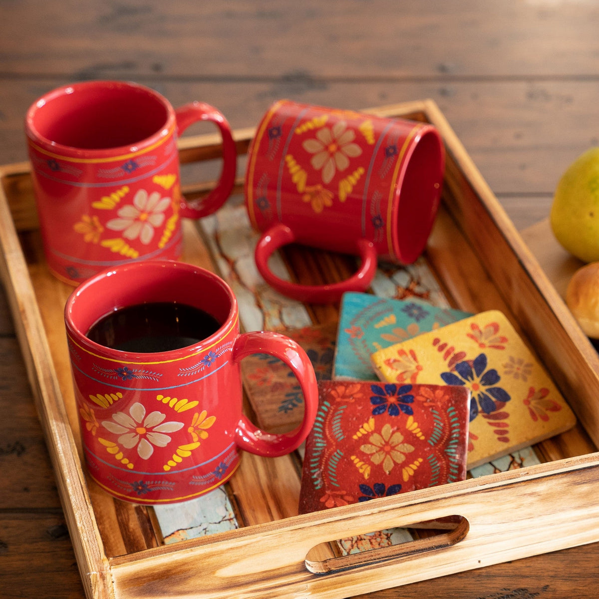 Red Bonita Mug & Coaster Set, 8 Pc