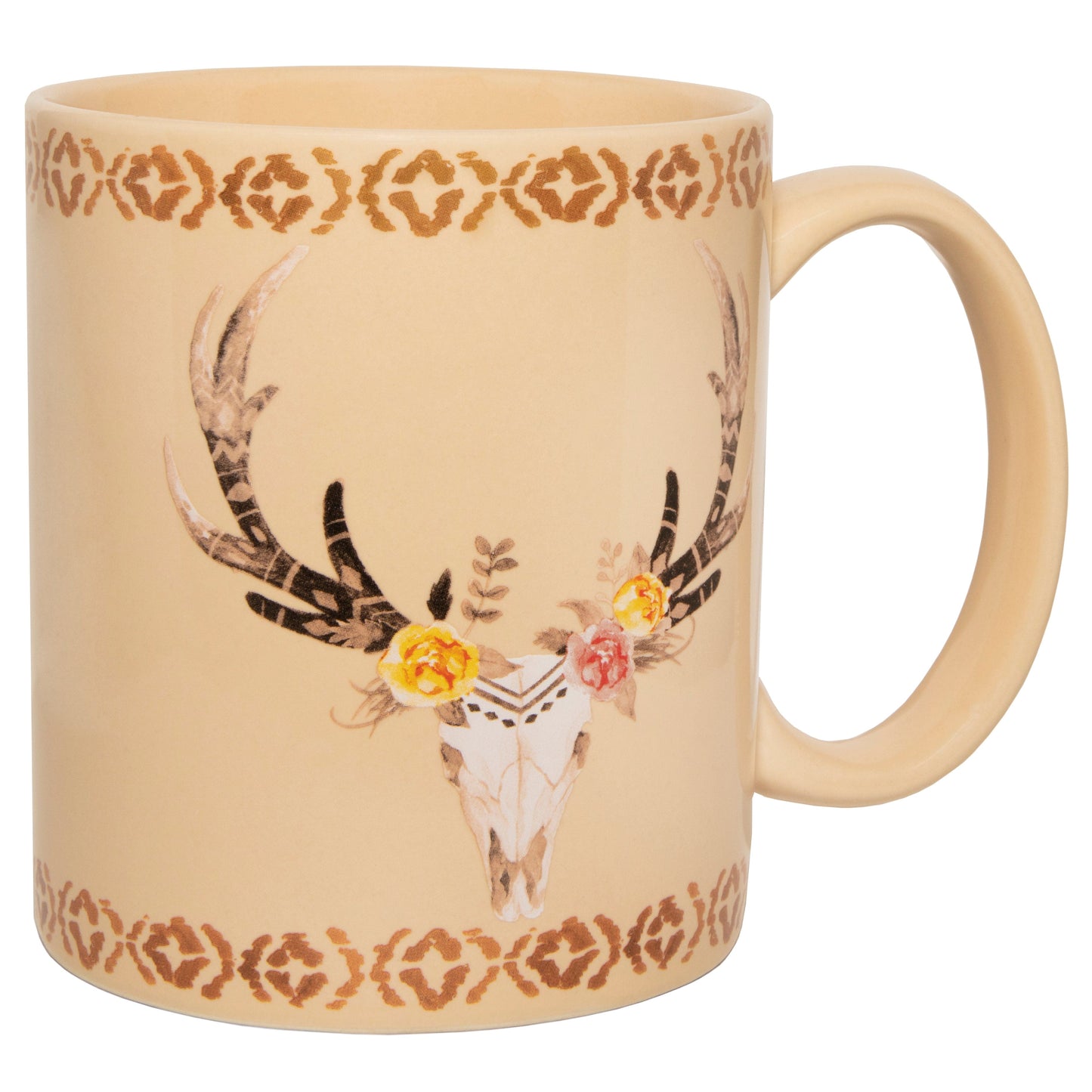 Desert Skull/Floral Design Mug Set, 4 Pc