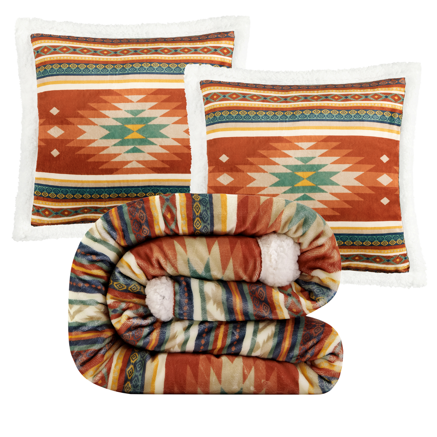 Del Sol Campfire Sherpa Throw Set, 3 Pc