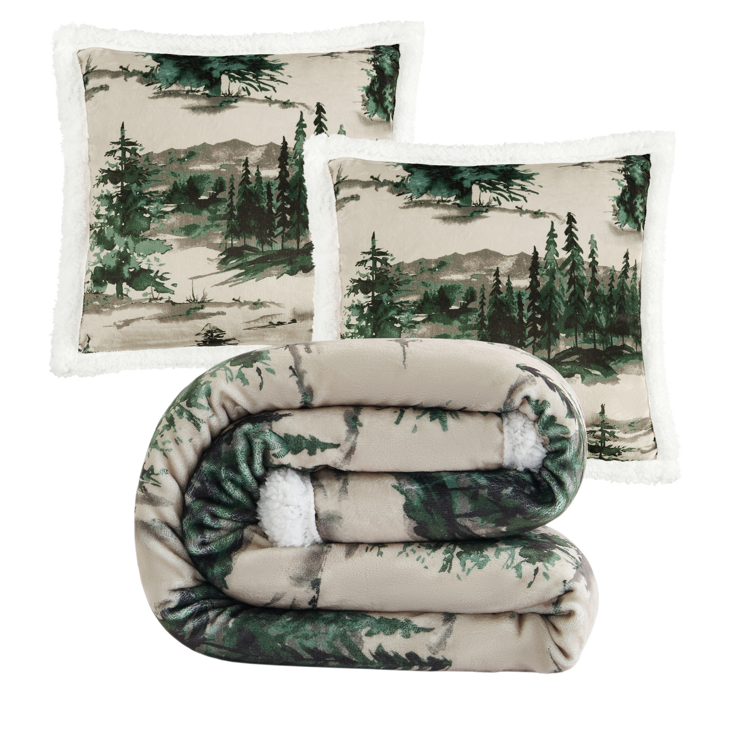Joshua Campfire Sherpa Throw Set, 3 Pc