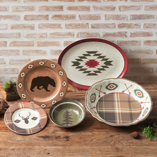 Aztec Bear Melamine Dinnerware Set, 14 Pc