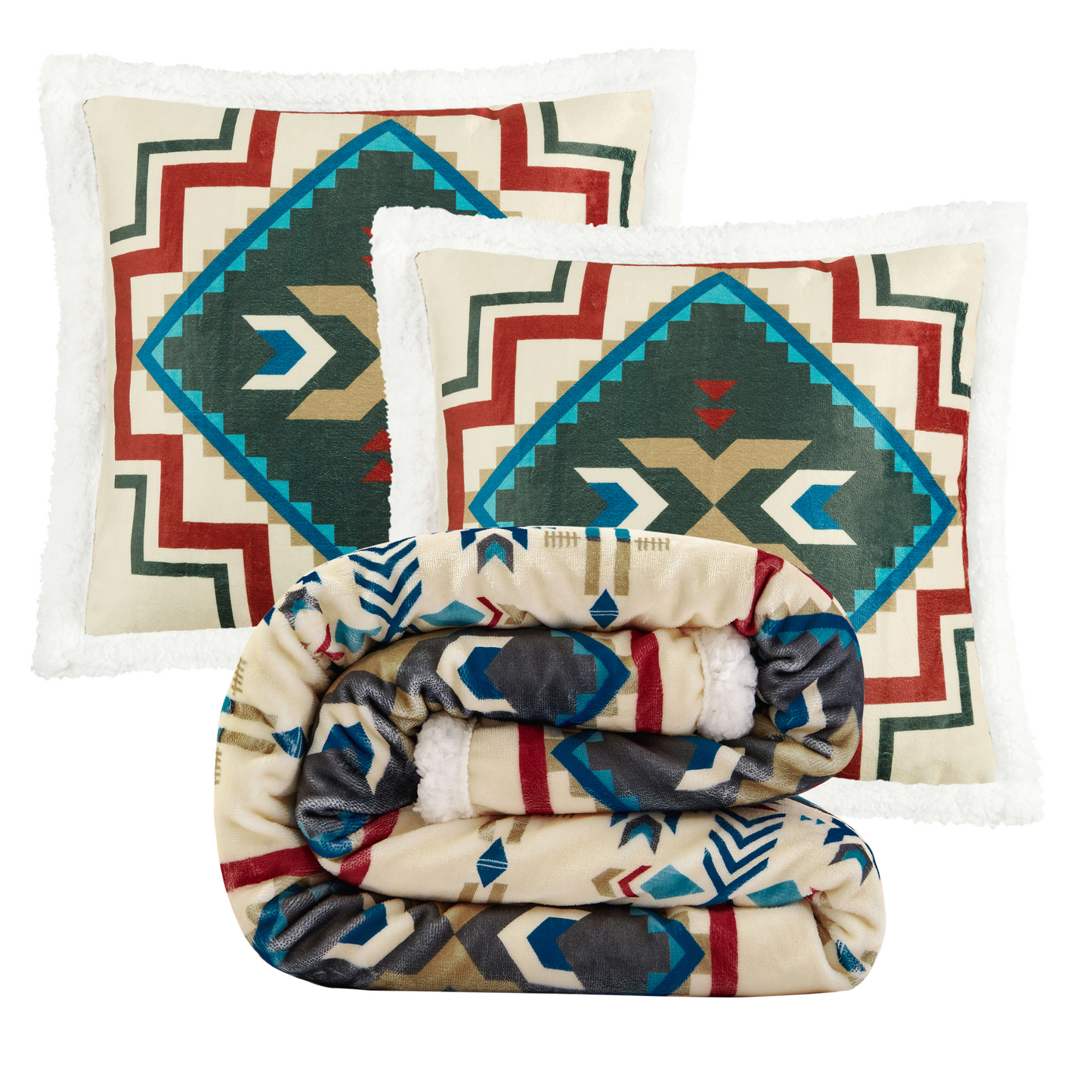 Spirit Valley Campfire Sherpa Throw Set, 3 Pc