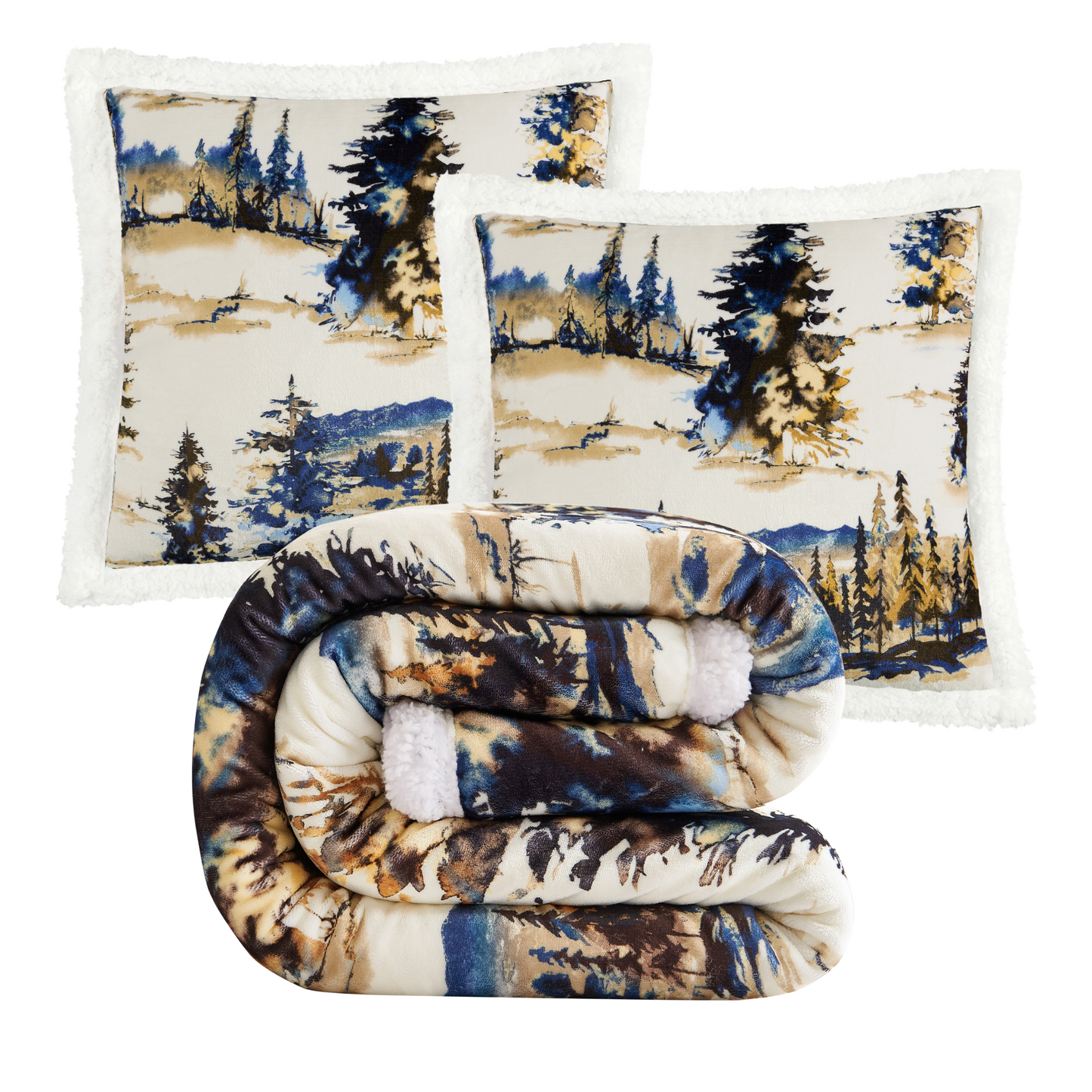 Acadia Campfire Sherpa Throw Set, 3 Pc
