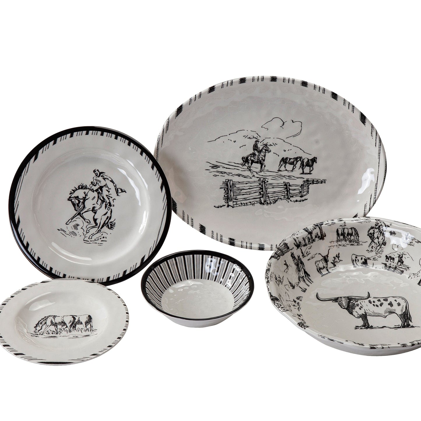Ranch Life Melamine Dinnerware Set, 14 Pc