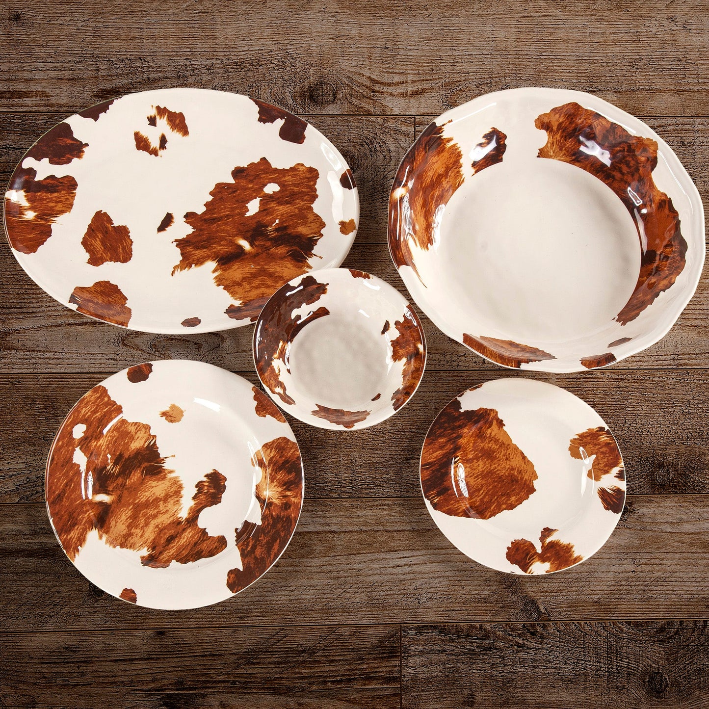 Elsa Cowhide Melamine Dinnerware Set, 14 Pc