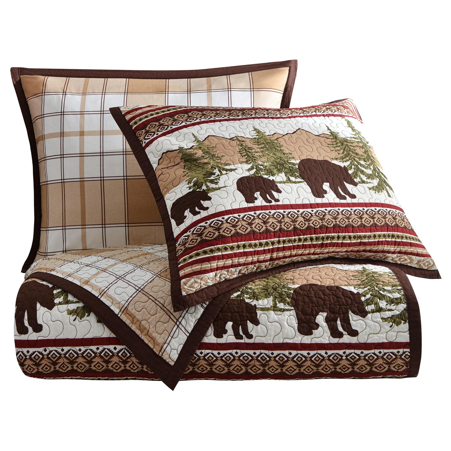Bear Trail Reversible Quilt Set, 3 Pc