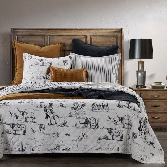 Ranch Life Western Toile Reversible Quilt Set, 2 Pc