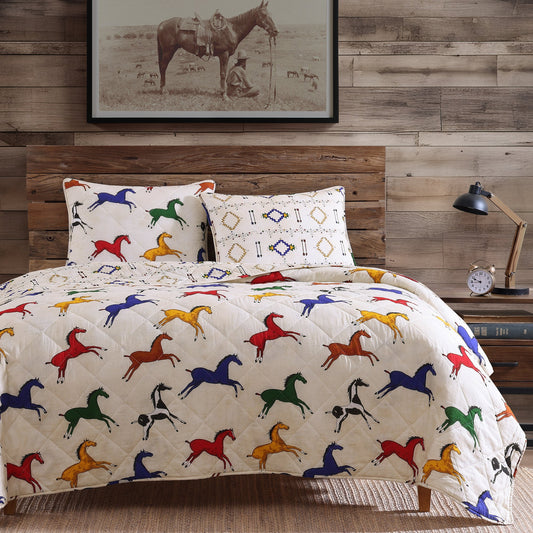 Wild Horses Reversible Quilt Set, 2 Pc