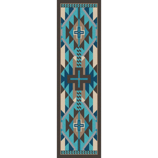 Rustic Crucifix - Turquoise Indigo-CabinRugs Southwestern Rugs Wildlife Rugs Lodge Rugs Aztec RugsSouthwest Rugs