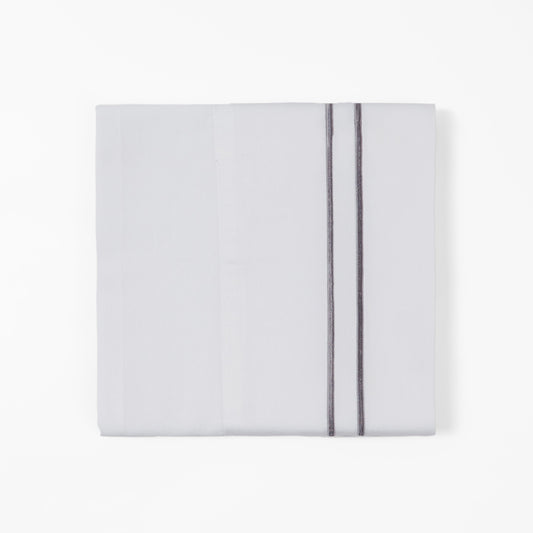 350TC Embroidered Stripe White Sheet Set, 4 Pc