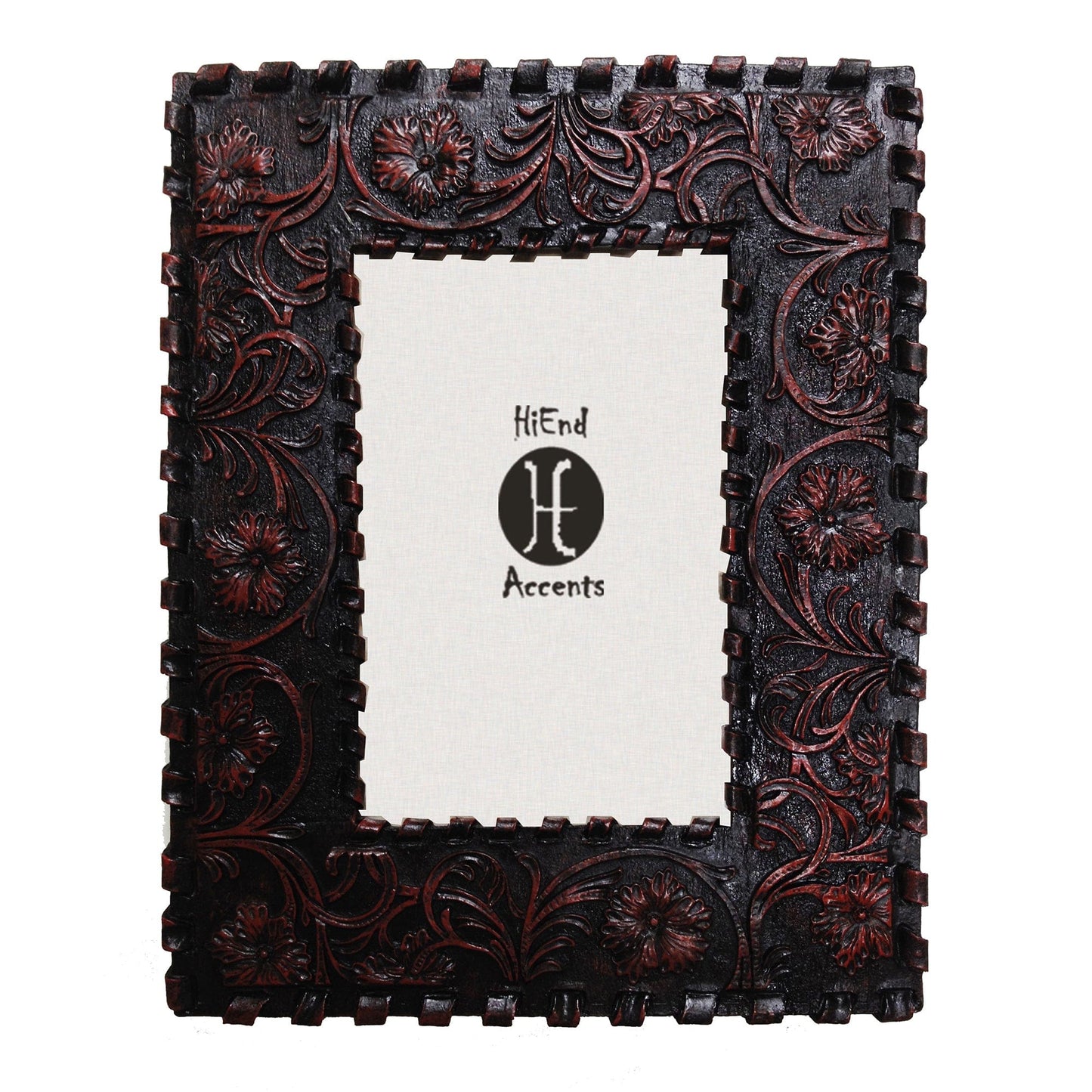 Laced Edge Tooled Leather Picture Frame