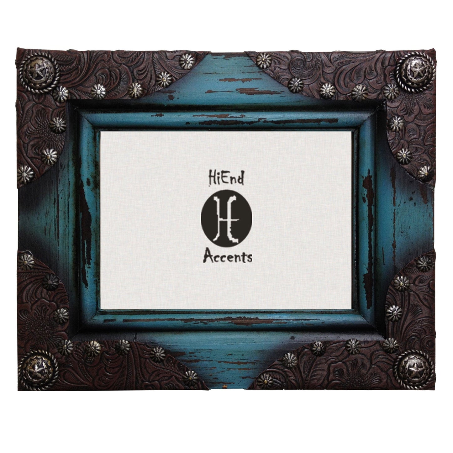 Painted Distressed Wood with Leather Corners