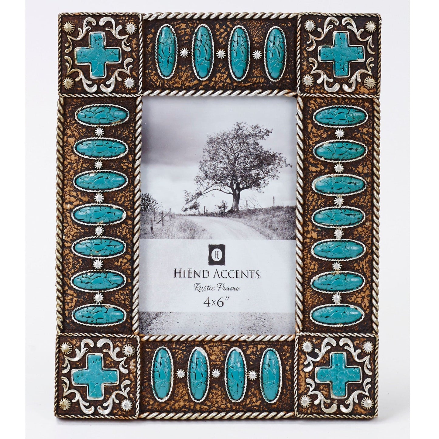 Turquoise Stones Cross Picture Frame