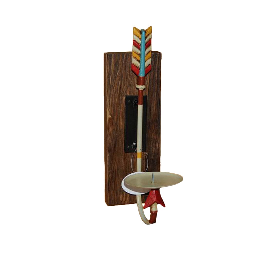 Metal Arrow & Wooden Pillar Wall Sconce
