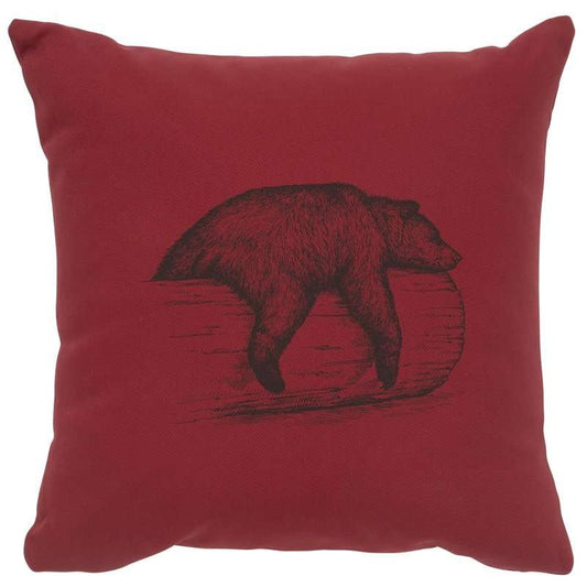 "Bear on a Log" Image Pillow - Cotton Brick
