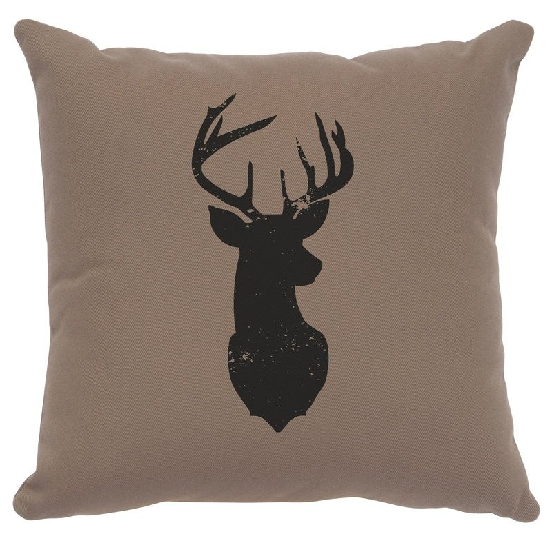 "Deer Silhouette" Image Pillow - Cotton Taupe