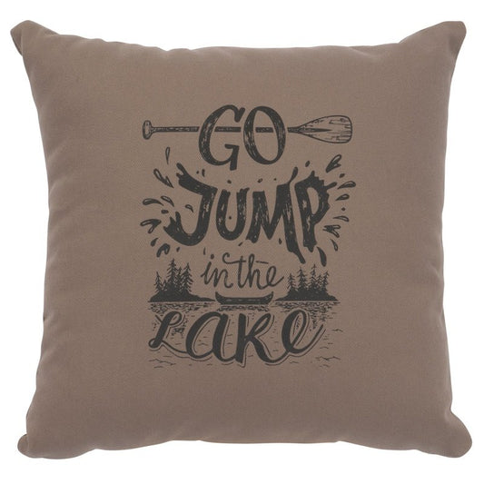 "Jump in Lake" Image Pillow - Cotton Taupe