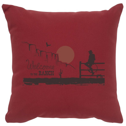 "Welcome Ranch" Image Pillow - Cotton Brick