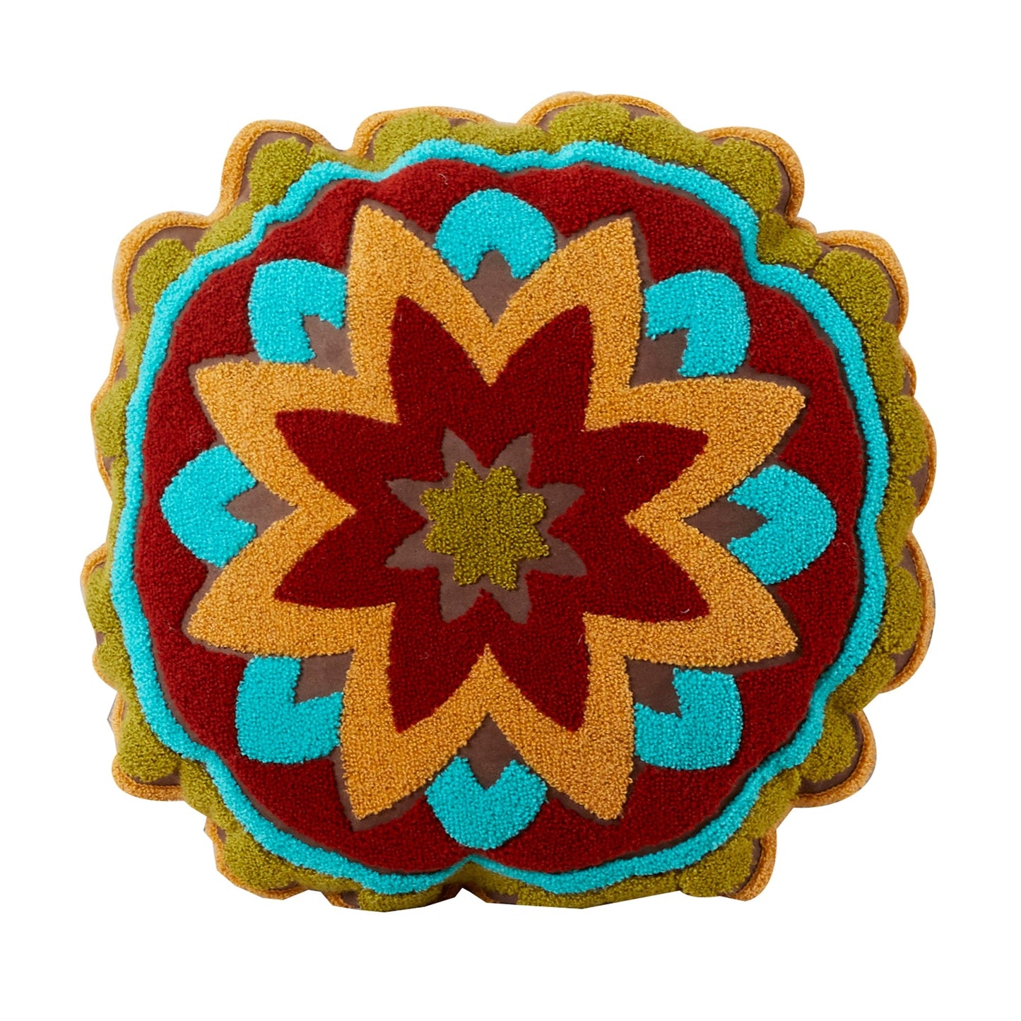 Tammy Crewel Embroidery Round Box Throw Pillow