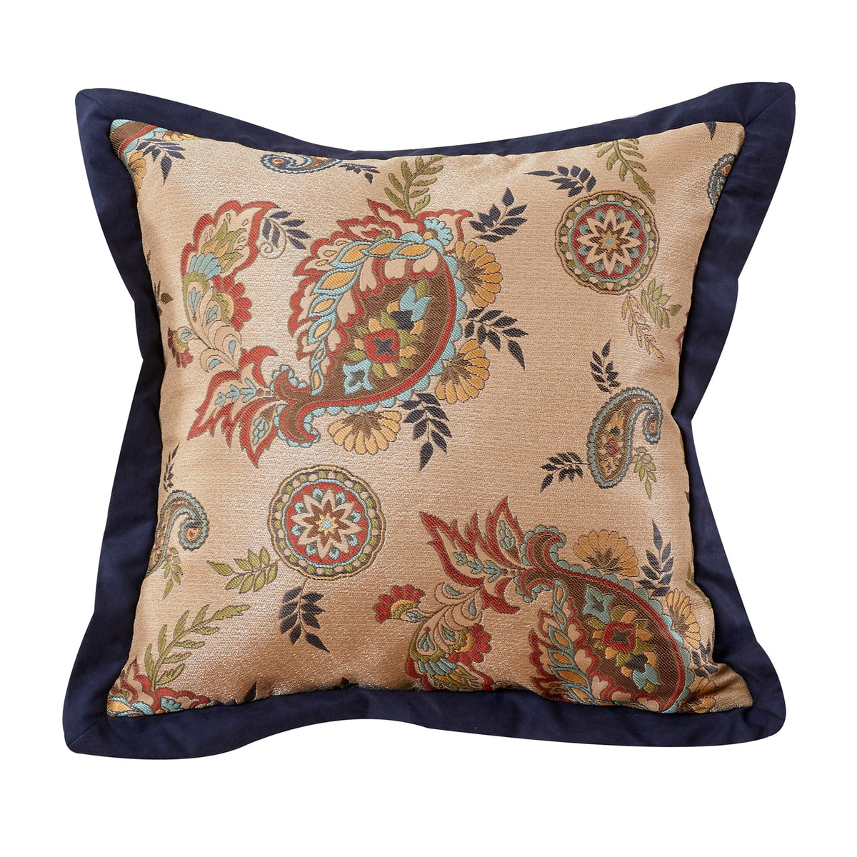 Tammy Navy Flanged Paisley Square Pillow