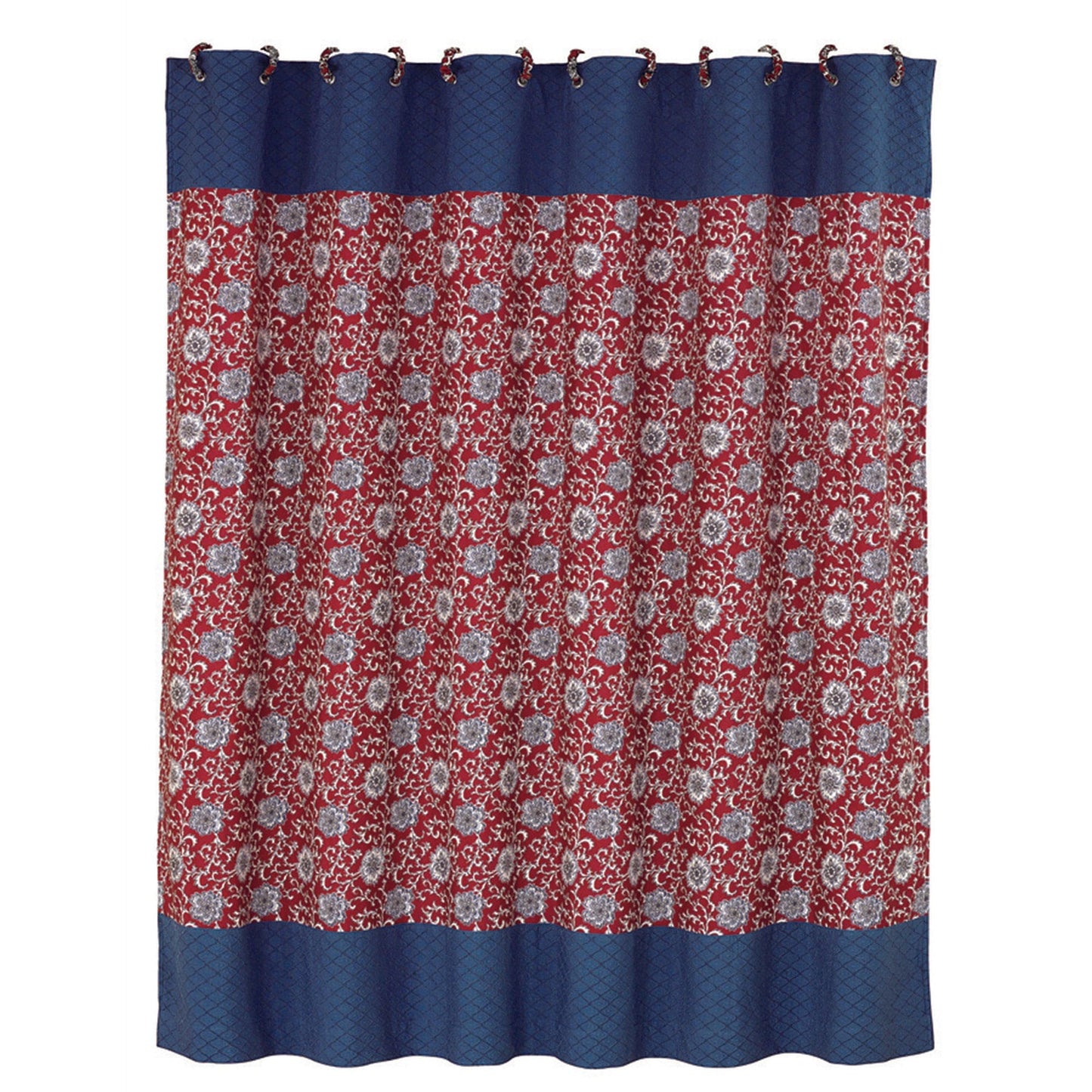Floral Blue Detailed Shower Curtain
