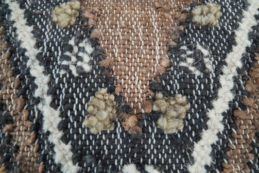 Hand woven Jute and Wool Tribal Accent Pillow, Cushion