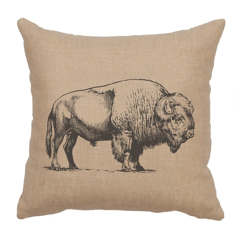 "Buffalo" Image Pillow - Linen Natural