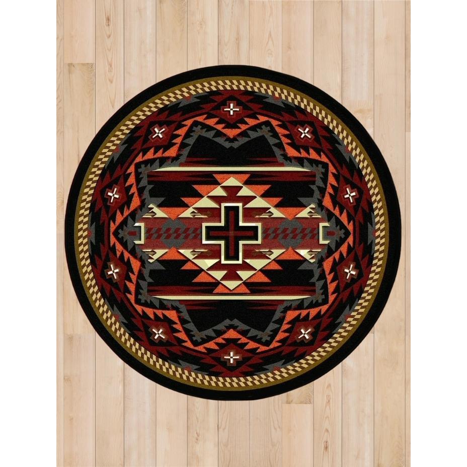 Rustic Crucifix Rug – Black – pattern detail